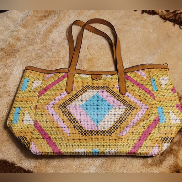 Fossil Multicolor Geometric Tote Bag - Picture 1 of 6